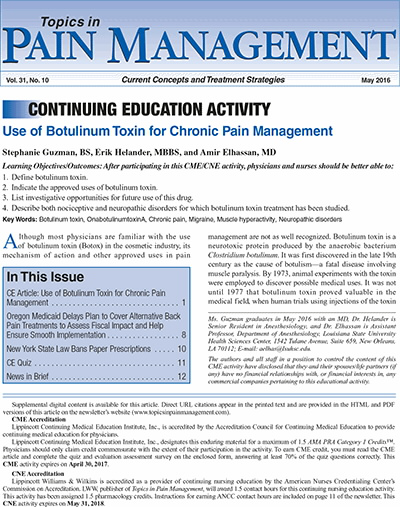 Topics in Pain Management