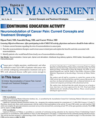Topics in Pain Management