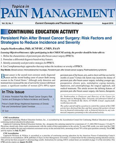 Topics in Pain Management