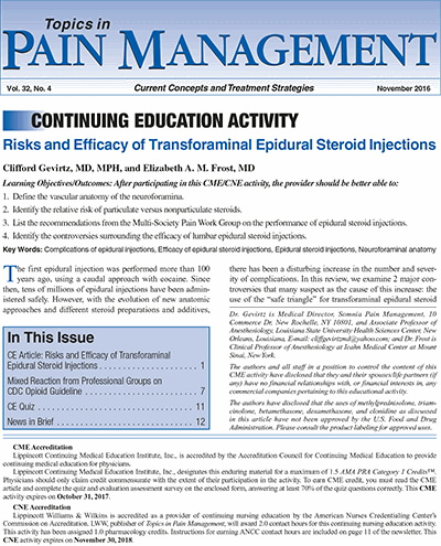 Topics in Pain Management