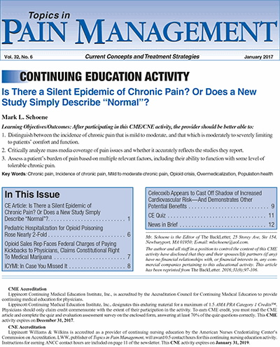 Topics in Pain Management | January 2017 Vol.32 Issue 6