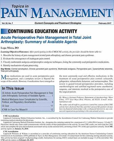 Topics in Pain Management