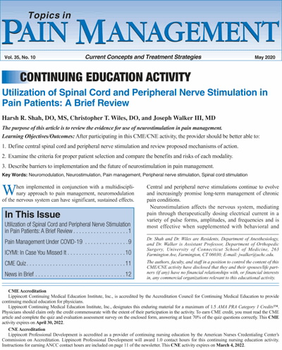 Topics in Pain Management