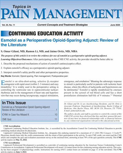 Topics in Pain Management