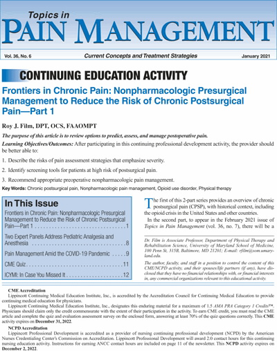 Topics in Pain Management