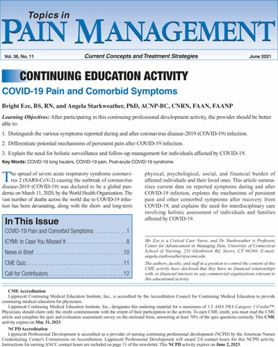 Topics in Pain Management