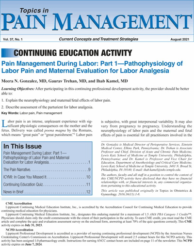 Topics in Pain Management