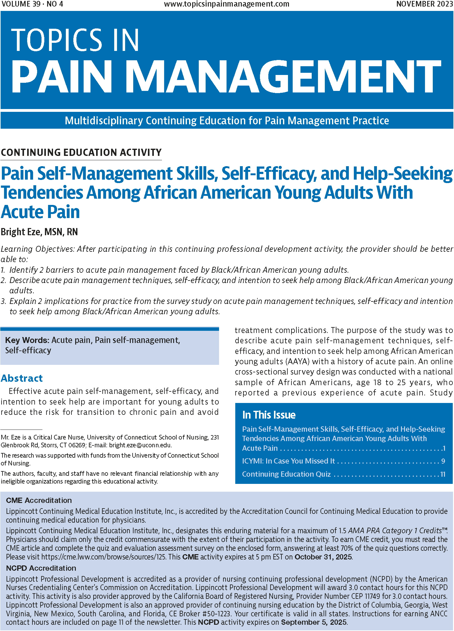 Topics in Pain Management