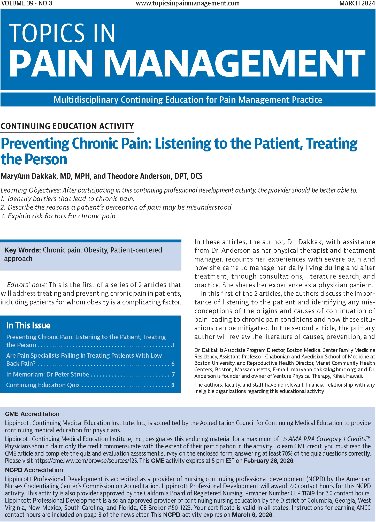 Topics in Pain Management