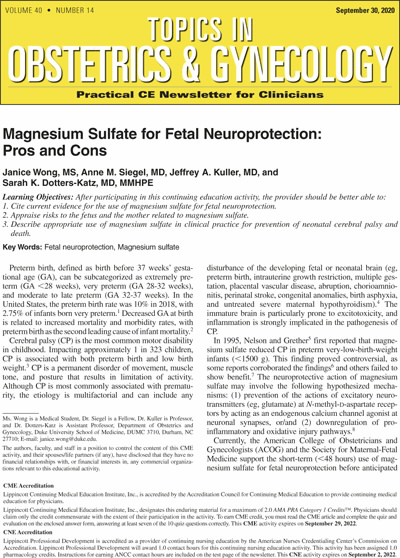 Topics in Obstetrics & Gynecology