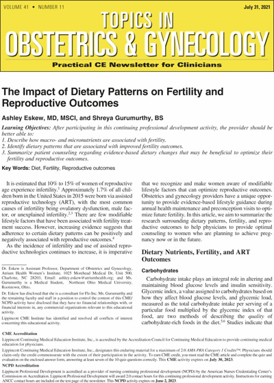 Topics in Obstetrics & Gynecology