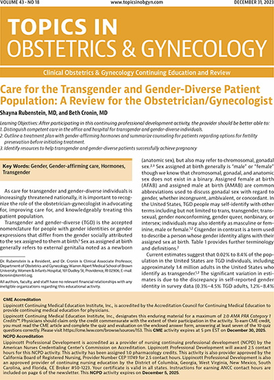 Topics in Obstetrics & Gynecology