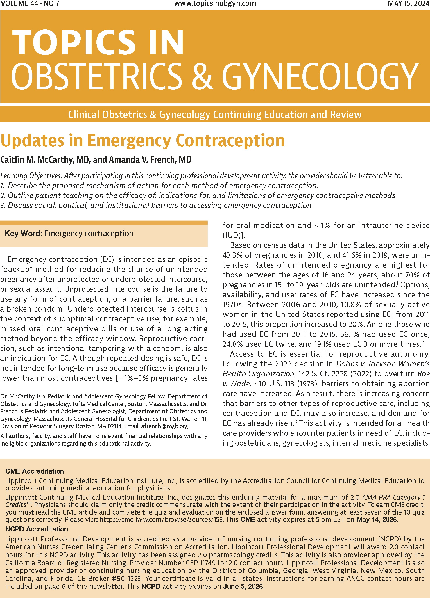 Topics in Obstetrics & Gynecology